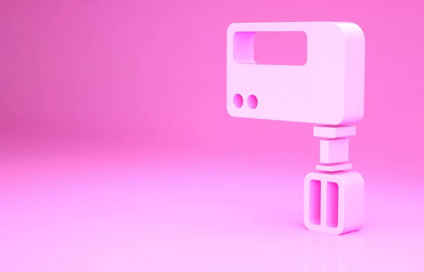 ピンクの背景に分離されたピンクの電気ミキサーアイコン キッチンブレンダー 最小限の概念 3Dイラスト3Dレンダリング — ストック写真
