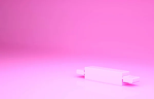 Różowy Rolling Pin Ikona Izolowana Różowym Tle Koncepcja Minimalizmu Ilustracja — Zdjęcie stockowe