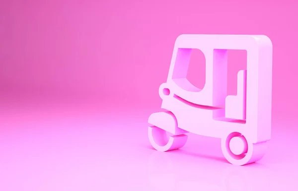 Ροζ Ταξί Tuk Tuk Εικονίδιο Απομονώνονται Ροζ Φόντο Ινδική Έννοια — Φωτογραφία Αρχείου
