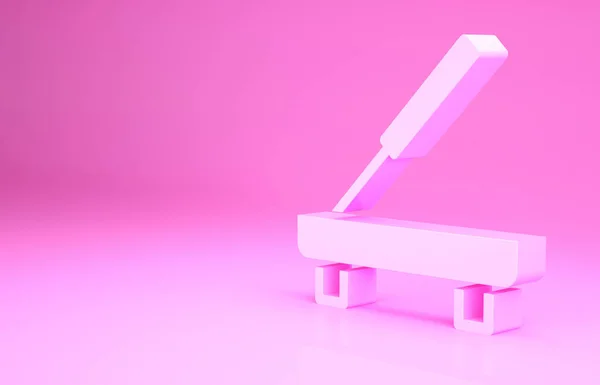 Pink Scented Spa Stick Ícone Suporte Madeira Isolado Fundo Rosa — Fotografia de Stock