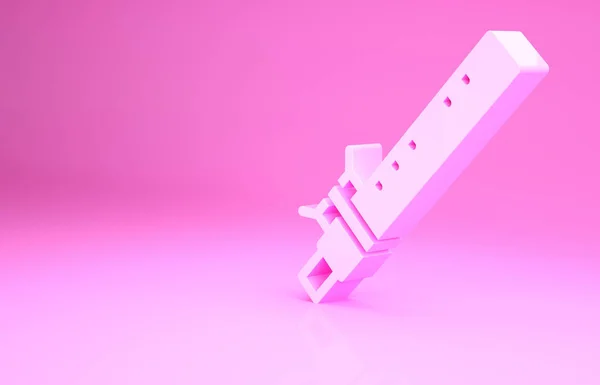 Розовый Бамбук Флейта Индийский Музыкальный Инструмент Икона Изолированы Розовом Фоне — стоковое фото