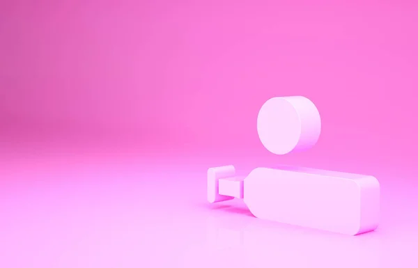 Рожева Деревина Крикетна Кажан Кулькова Ікона Ізольовані Рожевому Тлі Концепція — стокове фото