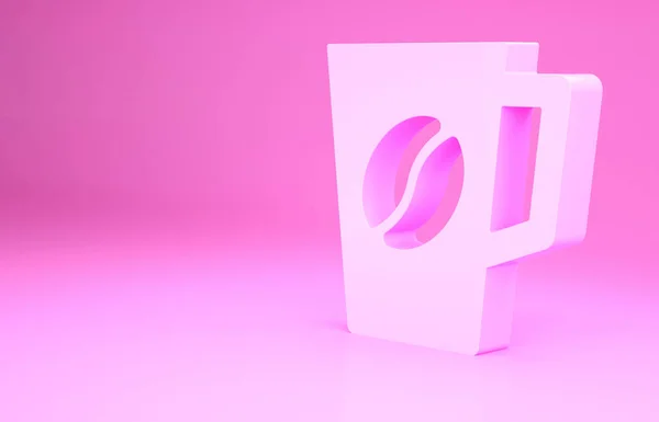 Rózsaszín Kávé Csésze Ikon Elszigetelt Rózsaszín Háttér Teáscsésze Forró Kávé — Stock Fotó