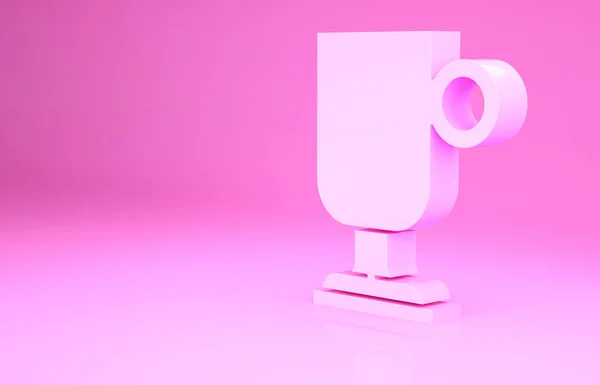 粉色爱尔兰咖啡图标孤立在粉红色的背景 最低纲领的概念 3D渲染3D插图 — 图库照片