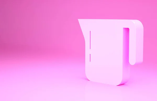 ピンクの背景に隔離されたピンクのコーヒーポットアイコン 最小限の概念 3Dイラスト3Dレンダリング — ストック写真