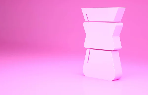 ピンクの背景に隔離されたピンクのケメックスのアイコン コーヒーの醸造の代替方法 コーヒー文化 最小限の概念 3Dイラスト3Dレンダリング — ストック写真
