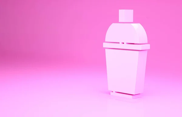 Рожева Чашка Кави Щоб Йти Піктограму Ізольовано Рожевому Фоні Концепція — стокове фото