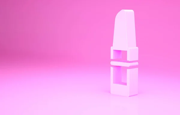 粉红色唇膏图标孤立在粉红色的背景 最低纲领的概念 3D渲染3D插图 — 图库照片