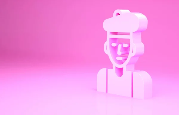 粉色法国男子图标孤立在粉红色的背景 最低纲领的概念 3D渲染3D插图 — 图库照片