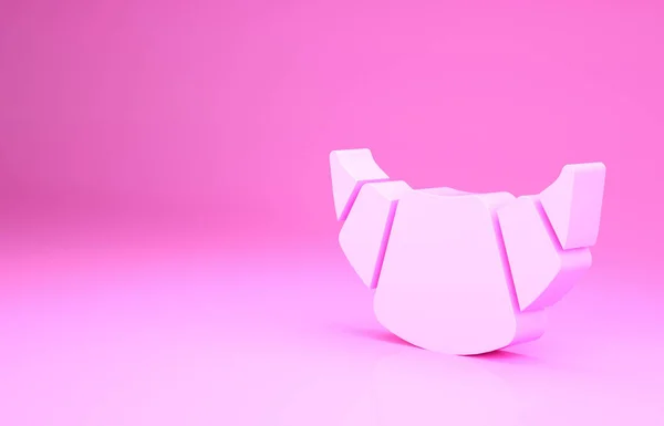Ροζ Croissant Εικονίδιο Απομονώνονται Ροζ Φόντο Μινιμαλιστική Έννοια Απεικόνιση Καθιστούν — Φωτογραφία Αρχείου