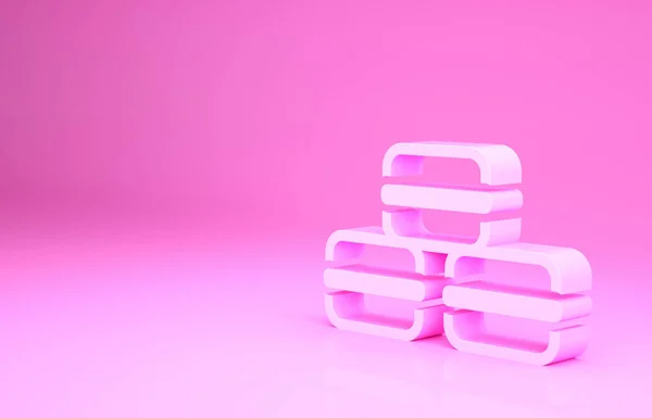 Иконка Розового Макарона Выделена Розовом Фоне Пекарня Сладкого Макарона Концепция — стоковое фото