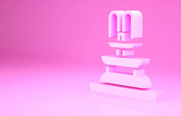 粉色水泉图标孤立在粉红色的背景 最低纲领的概念 3D渲染3D插图 — 图库照片