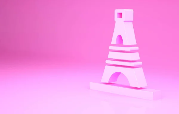 Ікона Вежі Pink Eiffel Ізольована Рожевому Тлі Знаменитий Символ Франції — стокове фото