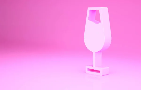 Ikone Aus Rosa Weinglas Isoliert Auf Rosa Hintergrund Weinglasschild Minimalismus — Stockfoto