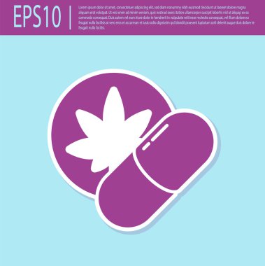 Retro mor bitkisel ecstasy hapları ikonu turkuaz arka planda izole edilmiş. Vektör İllüstrasyonu.