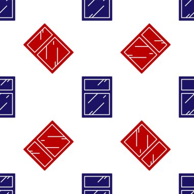 Pencereler için mavi ve kırmızı temizleme servisi beyaz arkaplanda izole edilmiş pürüzsüz desen. Silecek, kazıyıcı, silecek. Vektör İllüstrasyonu.