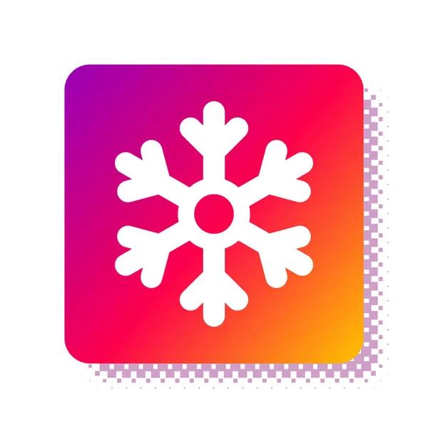 Λευκό Εικονίδιο Νιφάδας Χιονιού Απομονωμένο Λευκό Φόντο Τετράγωνο Κουμπί Χρώματος — Διανυσματικό Αρχείο
