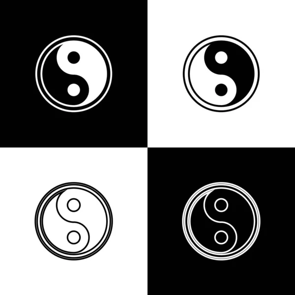 Conjunto Yin Yang Símbolo Armonía Equilibrio Icono Aislado Sobre Fondo — Vector de stock