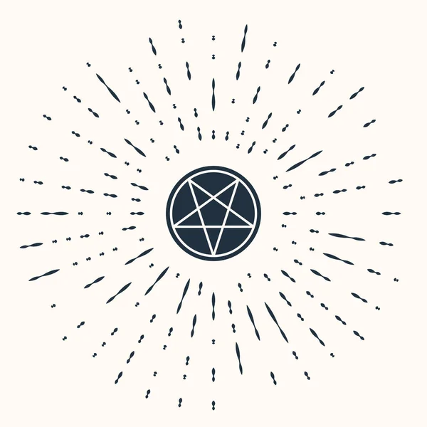 Grijs Pentagram Een Cirkel Pictogram Geïsoleerd Beige Achtergrond Magisch Occult — Stockvector