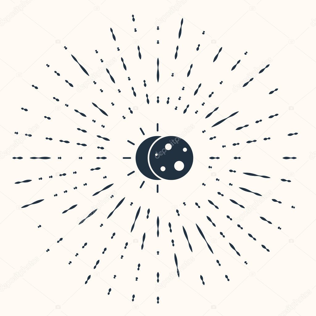 Grey Eclipse of the sun icon isolated on beige background. Total sonar eclipse. Abstract circle random dots. Vector Illustration.