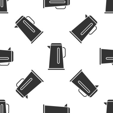 Gri çaydanlık, beyaz arka planda izole edilmiş ikon izlerine sahip. Çaydanlık ikonu. Vektör İllüstrasyonu.