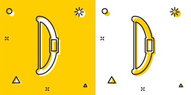 Siyah Yay simgesi sarı ve beyaz arkaplanda izole edildi. Rastgele dinamik şekiller. Vektör.