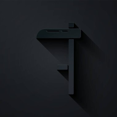 Kağıt kesiği simgesi siyah arkaplanda izole edildi. Kağıt sanatı tarzı. Vektör.