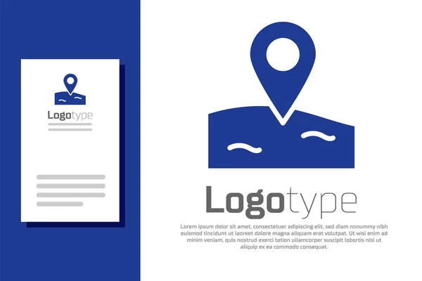 Blue Location Visserij Pictogram Geïsoleerd Witte Achtergrond Visplaats Logo Ontwerp — Stockvector