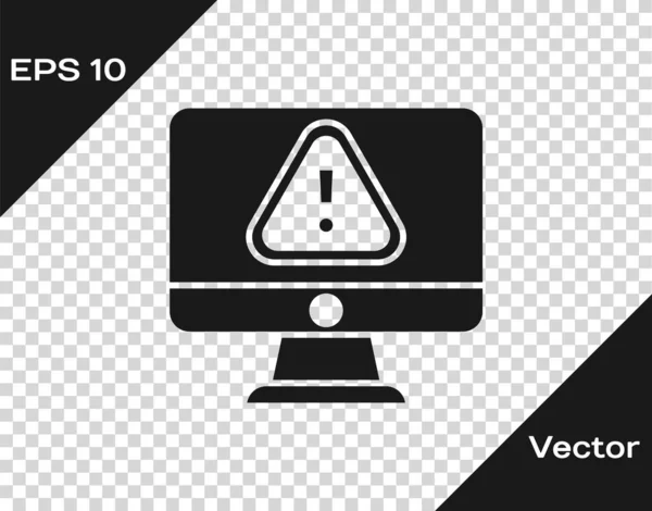 Schwarzer Computermonitor Mit Ausrufezeichen Symbol Auf Transparentem Hintergrund Alarmmeldung Smartphone — Stockvektor