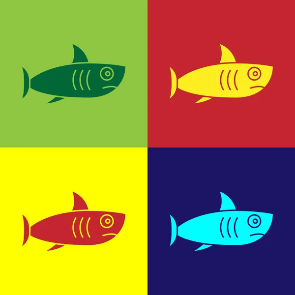 Pop Art Shark Symbol Isoliert Auf Farbigem Hintergrund Vektor — Stockvektor