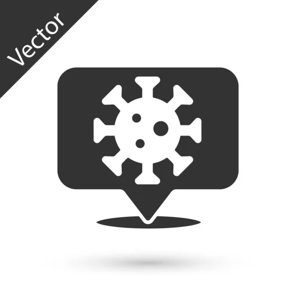 Virus Corona Gris 2019 Ncov Icono Ubicación Aislado Sobre Fondo — Vector de stock