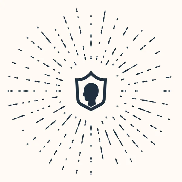 Grey Life Pojištění Ikonou Štítu Izolované Béžovém Pozadí Zabezpečení Bezpečnost — Stockový vektor