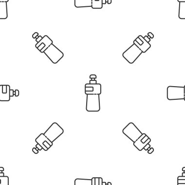 Gri çizgi, bulaşık deterjanı ikonu beyaz arka planda izole edilmiş, pürüzsüz desen. Bulaşık yıkamak için sıvı deterjan. Vektör İllüstrasyonu.