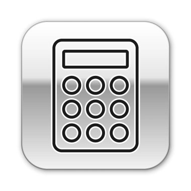 Siyah çizgi parola koruması ve güvenlik erişim simgesi beyaz arkaplanda izole edildi. Güvenlik, güvenlik, koruma, gizlilik kavramı. Gümüş kare düğme. Vektör.