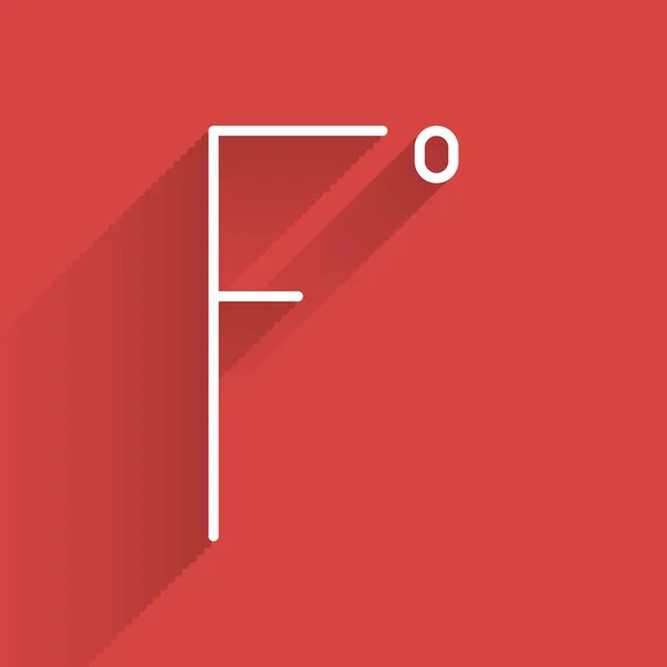 Weiße Linie Fahrenheit Symbol Isoliert Mit Langem Schatten Vektorillustration — Stockvektor