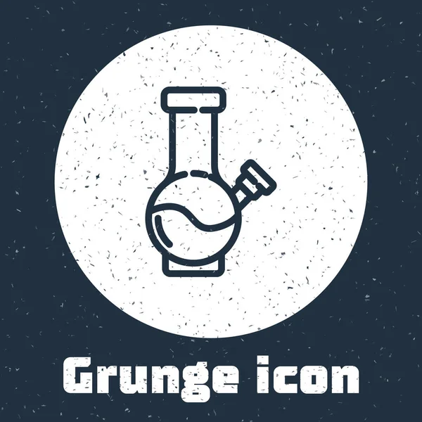 Grunge Line Glass Bong Smoking Marijuana Cannabis Icon Isolated Grey — Stock Vector