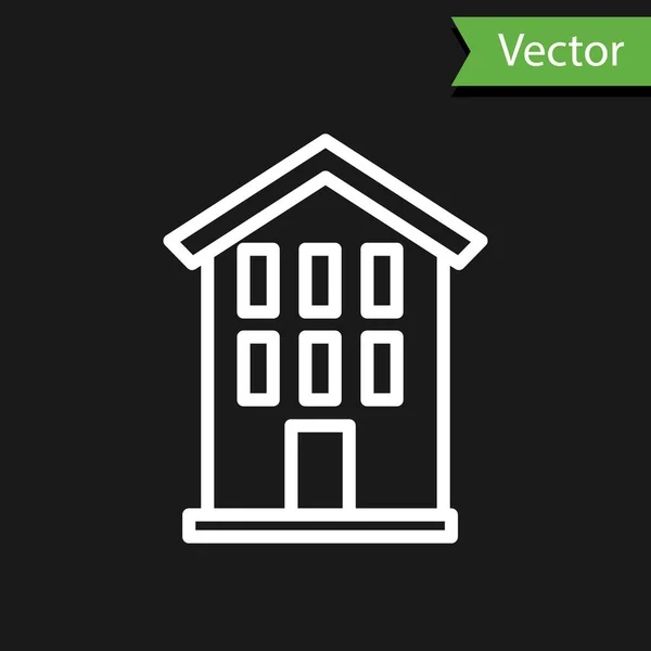 Ligne Blanche Icône Maison Isolé Sur Fond Noir Symbole Domestique — Image vectorielle