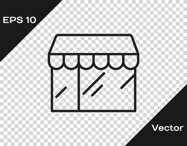 Schwarze Linie Einkaufsgebäude Oder Markthalle Symbol Isoliert Auf Transparentem Hintergrund — Stockvektor
