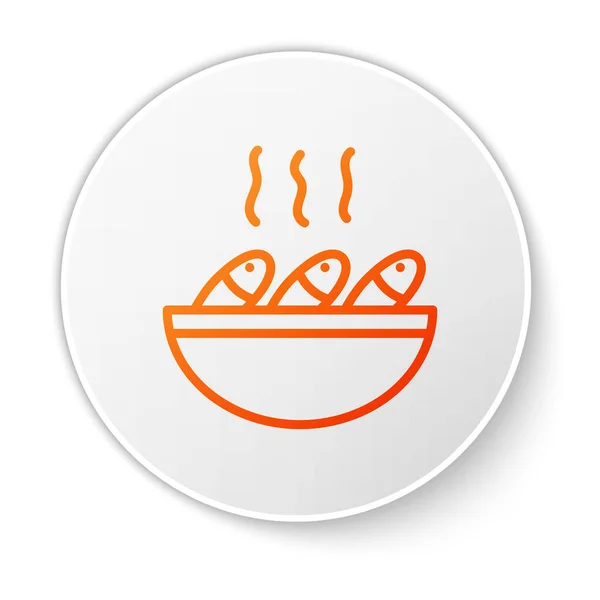 Orange Line Fish Soup Icon Isolated White Background White Circle — Stock Vector