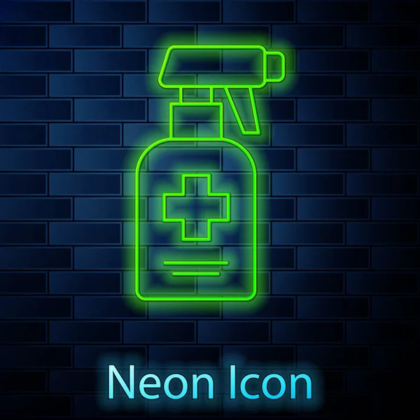 Glödande Neon Line Flaska Med Flytande Antibakteriell Tvål Med Dispenser — Stock vektor