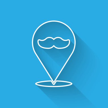 Beyaz çizgi berber dükkanı ikonu uzun gölgeli izole edilmiş. Kuaför logosu ya da tabela. Vektör İllüstrasyonu.