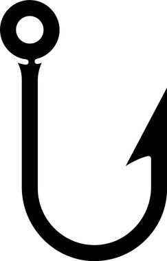 Siyah Balık kancası simgesi beyaz arkaplanda izole edildi. Balık oltası. Vektör İllüstrasyonu.