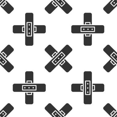 Gri Haçlı bandaj alçı ikonu beyaz arka planda izole edilmiş pürüzsüz desen. Tıbbi alçı, yapıştırıcı bandaj, esnek kumaş bandajı. Vektör İllüstrasyonu.