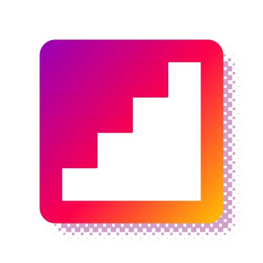 Beyaz merdiven simgesi beyaz arkaplanda izole edildi. Kare renk düğmesi. Vektör.