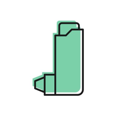 Beyaz arkaplanda siyah çizgi soluk alma simgesi izole edildi. Öksürük şurubu, solunum, alerjik hasta. Vektör İllüstrasyonu.