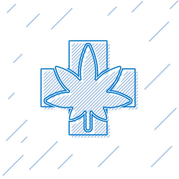 Línea Azul Icono Marihuana Medicinal Hoja Cannabis Aislado Sobre Fondo — Vector de stock