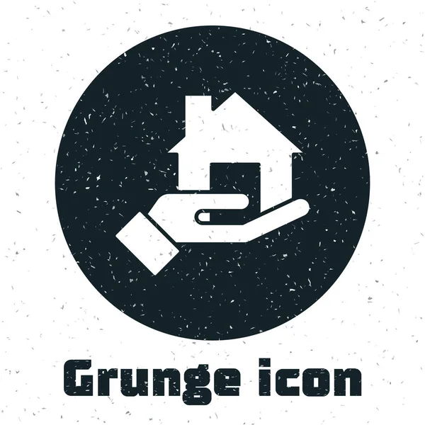 Grunge Realtor Symbol Isoliert Auf Weißem Hintergrund Hauskauf Monochrome Vintage — Stockvektor