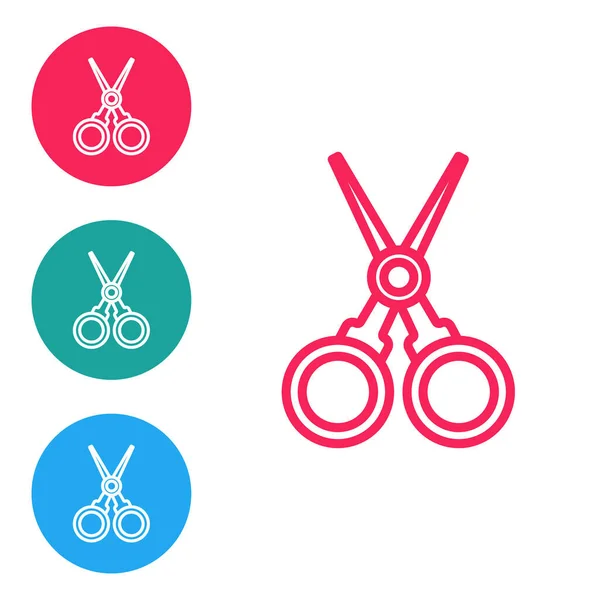 Red Line Scissors Hairdresser Icon Isolated White Background Hairdresser Fashion — Stock Vector