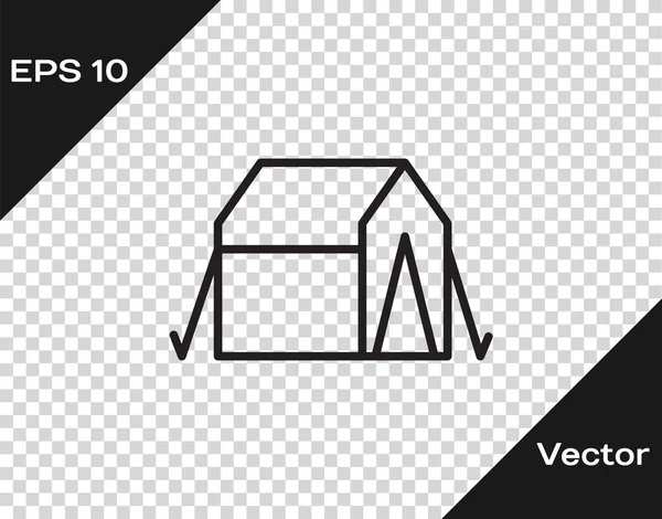 Ligne Noire Icône Tente Touristique Isolé Sur Fond Transparent Symbole — Image vectorielle