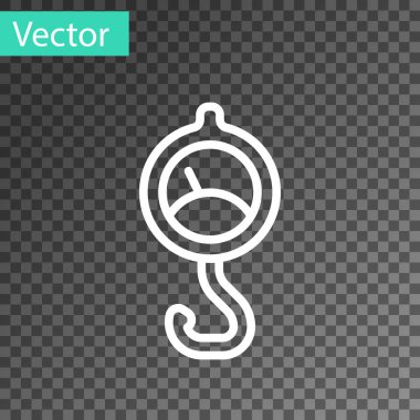 Beyaz çizgi yay ölçeği simgesi şeffaf arkaplanda izole edildi. Tartı için denge. Ağırlığın belirlenmesi. Vektör.